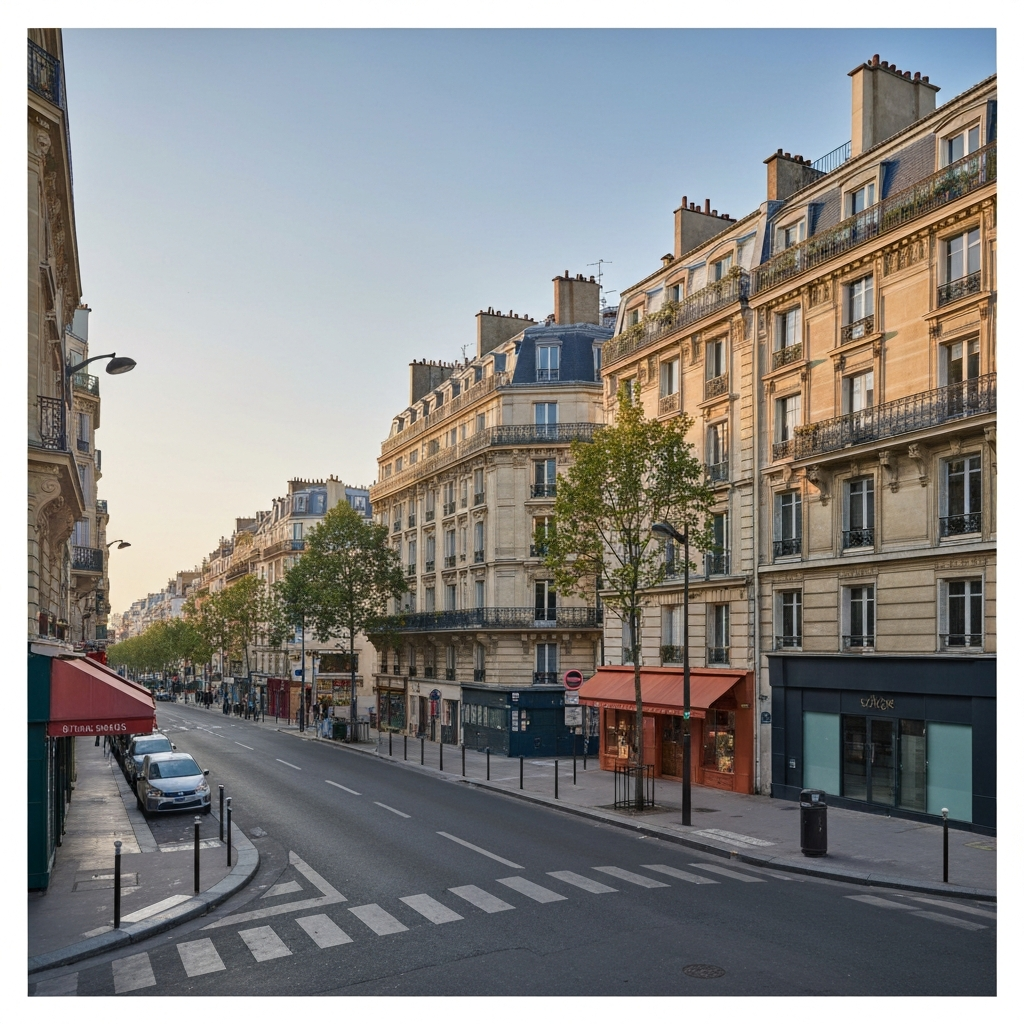 Vue de l'Avenue Montaigne avec la Tour Eiffel en arrière-plan
