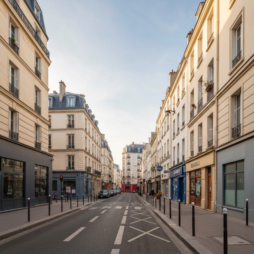 Vue de la Rue de Courcelles avec des grandes surfaces familiales